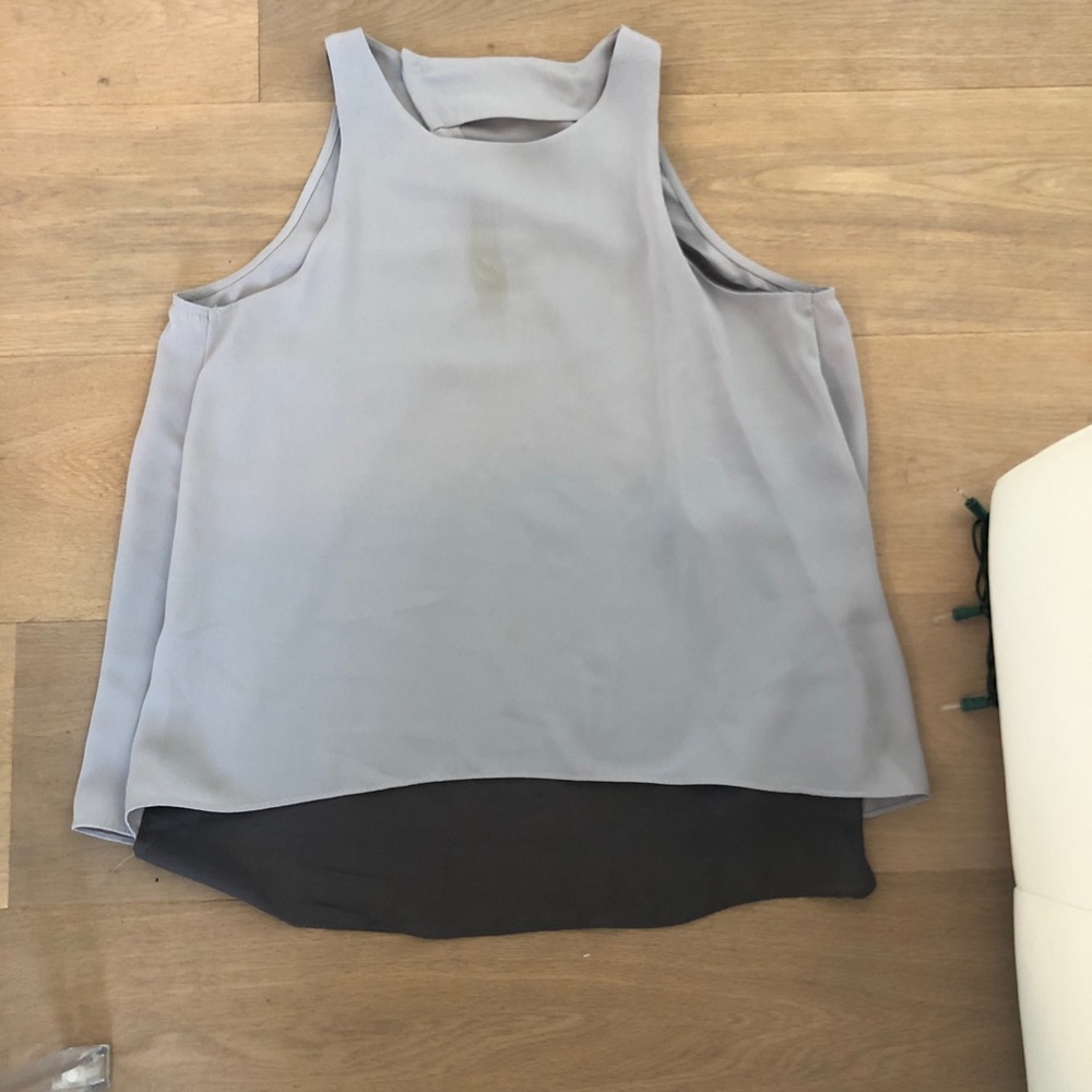 grey open back flowy top